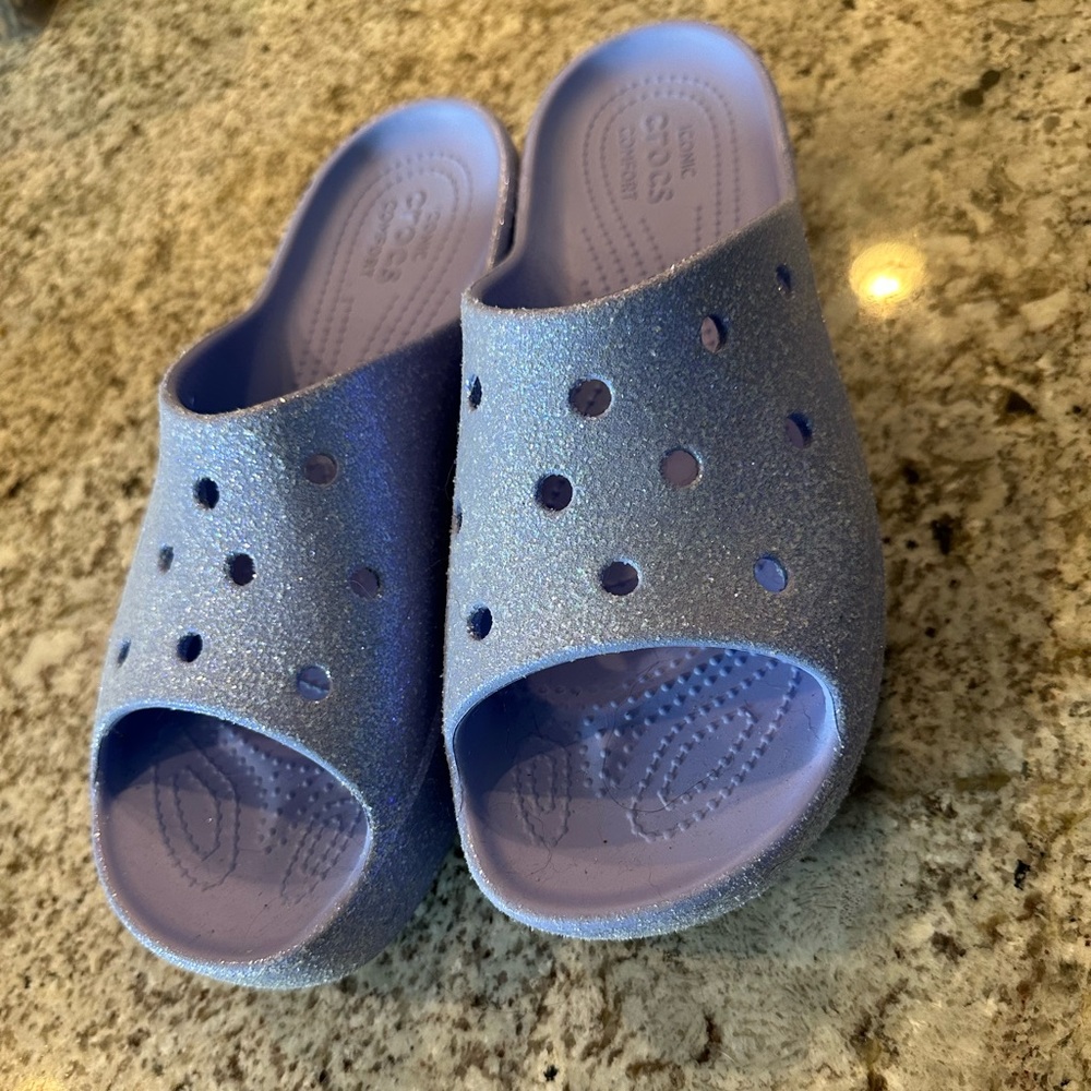 Purple Platform Crocs Slides